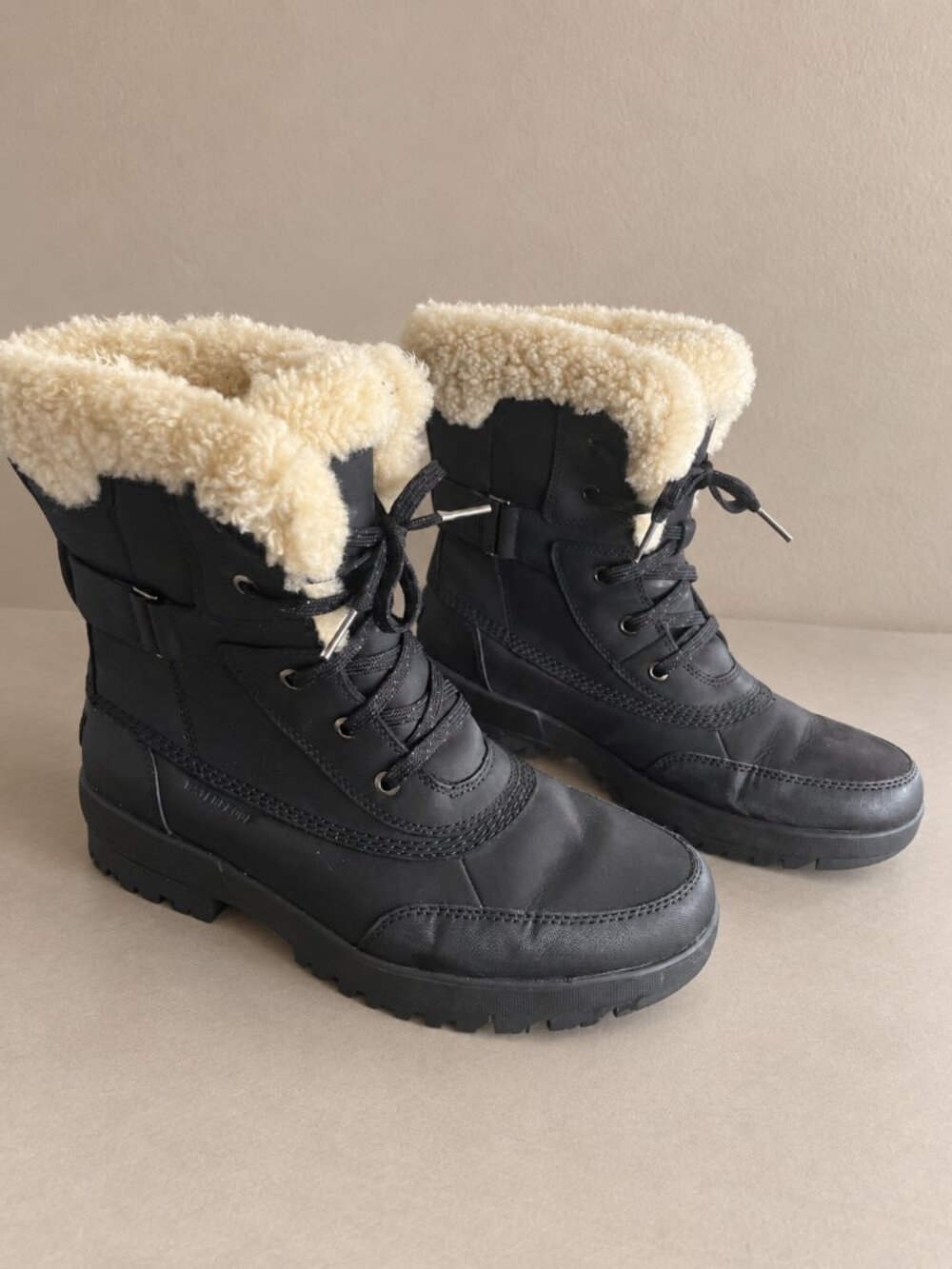 SOREL Women's Tivoli IV Parc Waterproof Leather Snow Boots 10.5 Black Sea Salt